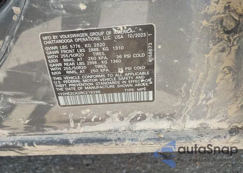 2024 Volkswagen Atlas Cross Sport 2.0T Se W/Technology из США, поврежденный, VIN 1V2HE2CA2RC216298